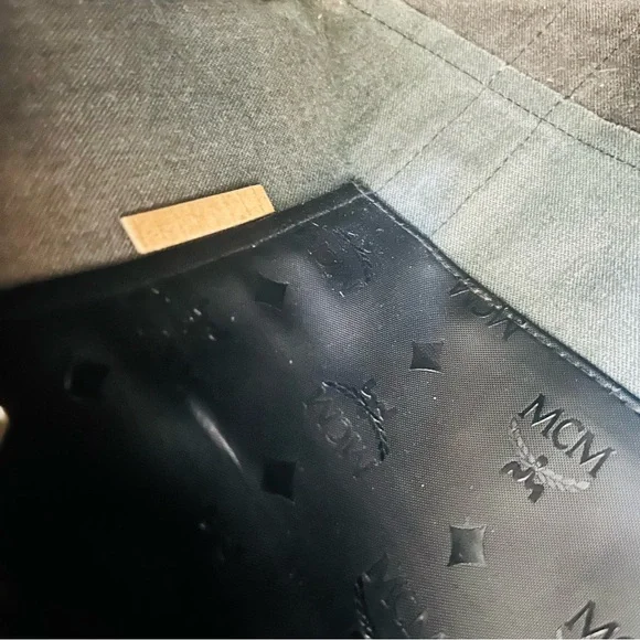 MCM Black Monogram Tote with Stud Accents - Picture 4 of 7